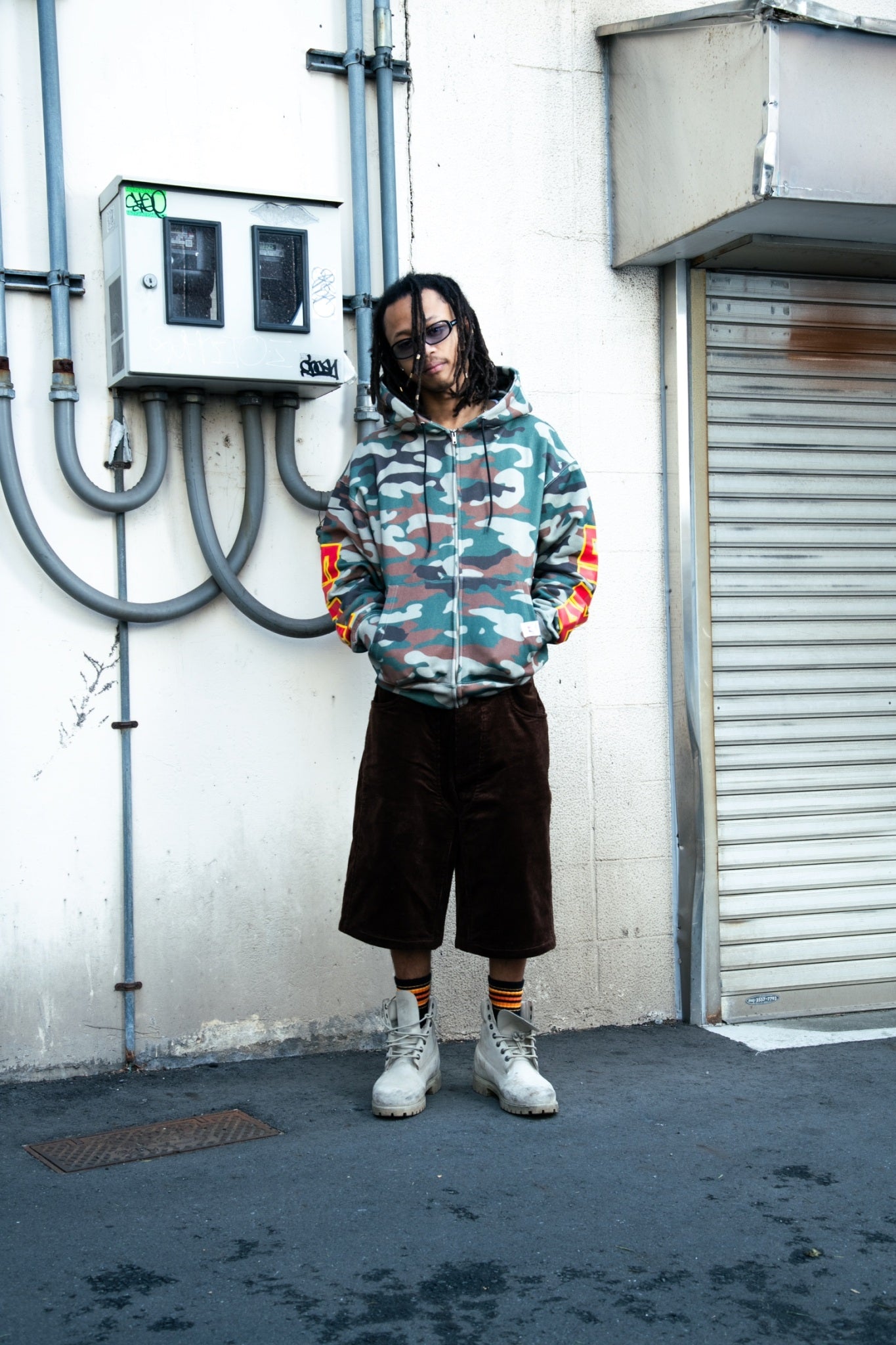 Arm printed zip hoodie