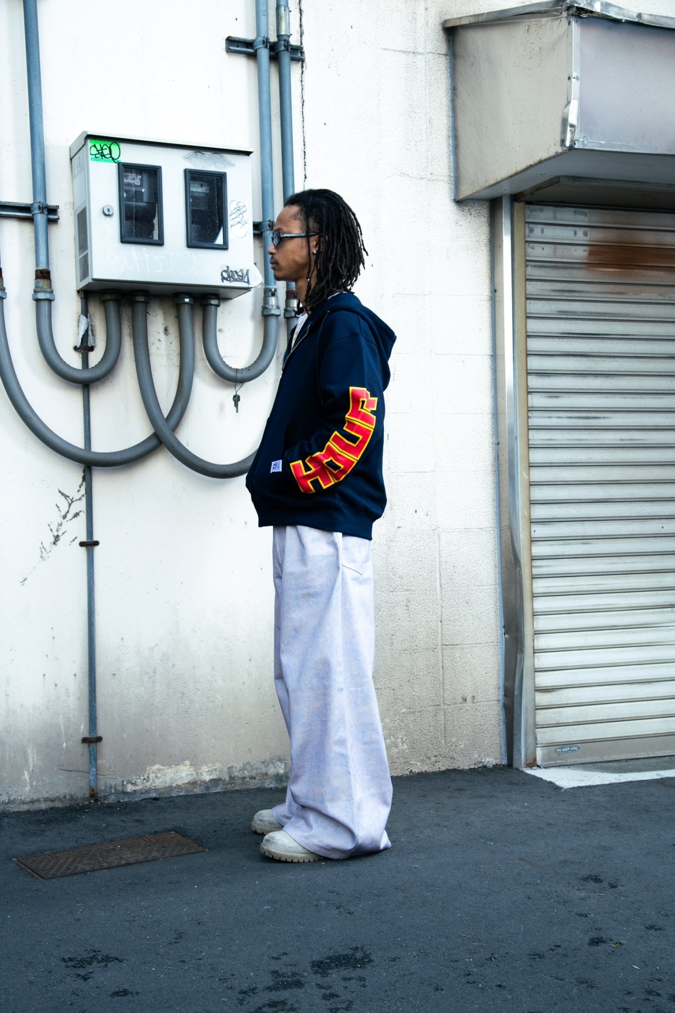 Arm printed zip hoodie
