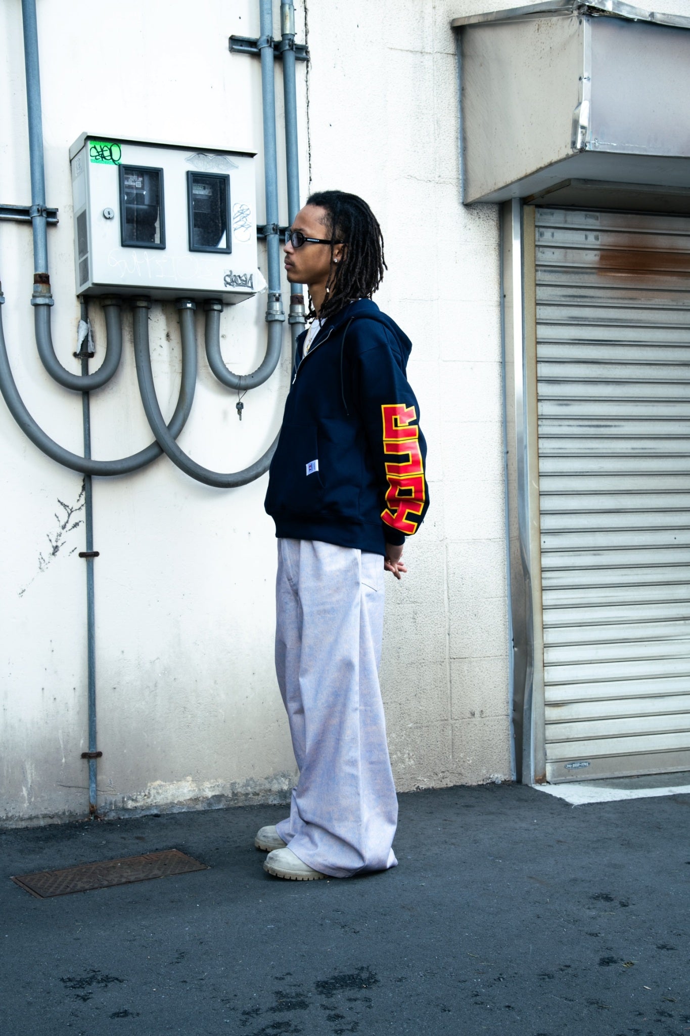 Arm printed zip hoodie