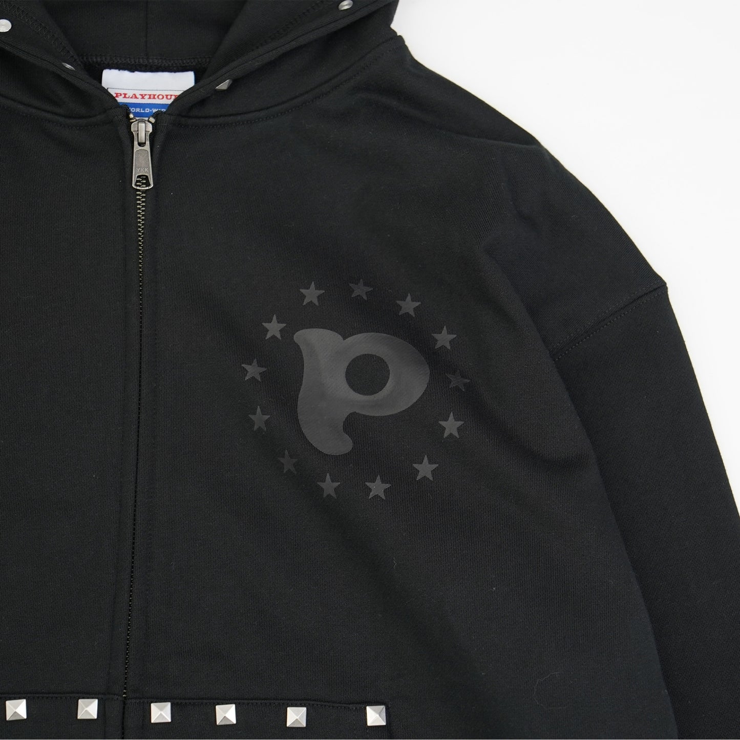P LOGO STUDS ZIP HOODIE