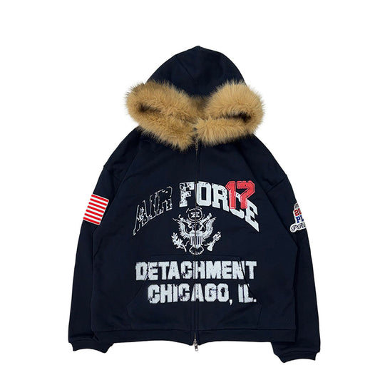 Fur zip hoodie