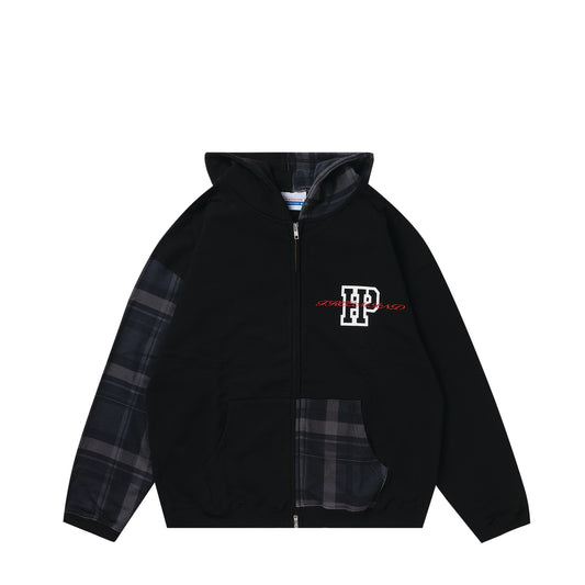 Check zip hoodie